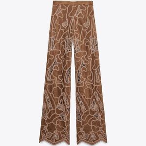 ZARA faux Suede Crochet Pants S NWT